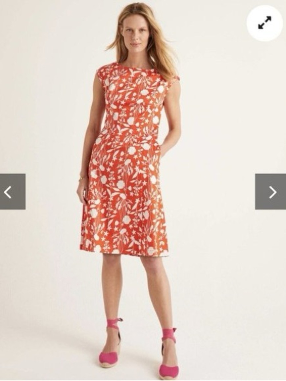 Boden Women Rosamund Garden Floral Fit and Flare Dress Midi Dress Size 6P